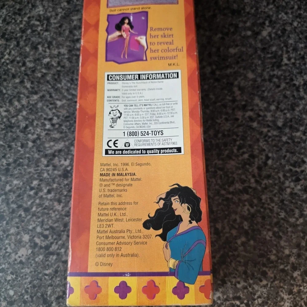 Vintage Disney Hunchback‎ of Notre Dame Esmeralda Doll 1996 Mattel NRFB In Box